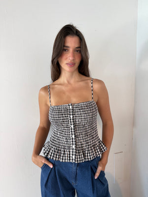 Smocked Gingham Top