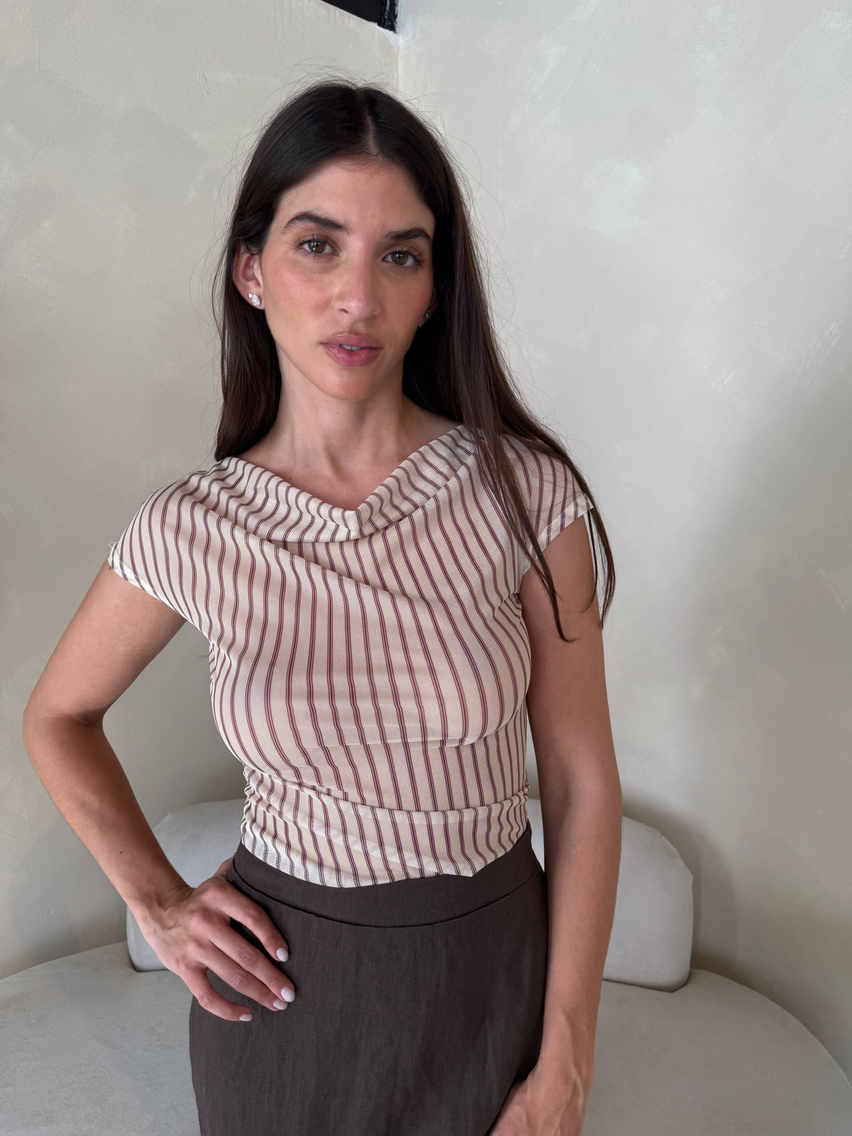 Stripe Sheer Mesh Top