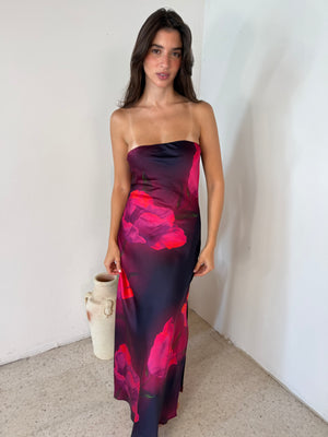Plum Rose Satin Dress