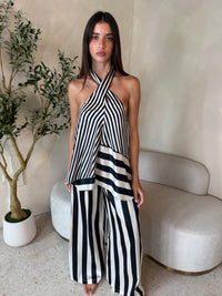 Striped Halter Wrap Top & Pant Set