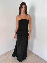 Ruffled Smocked Low Waist Maxi Dress
