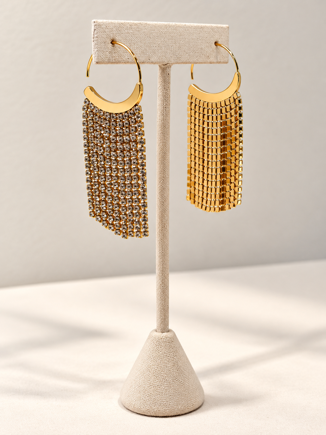 Gold Rhinestone Dangle Earrings