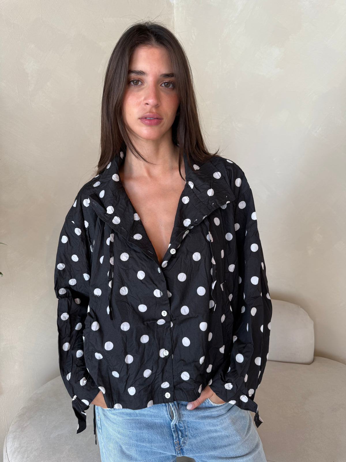 Polka Black Button Jacket