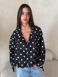 Polka Black Button Jacket
