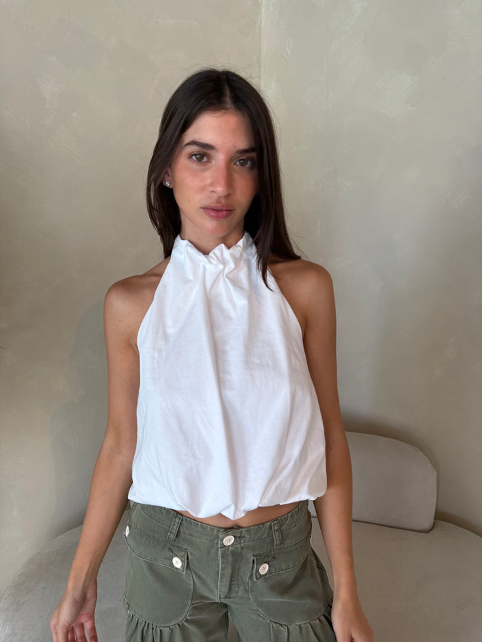 Balloon Hem Halter Top