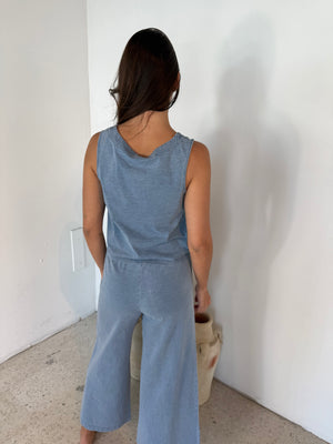 Washed Denim Top & Pant Set