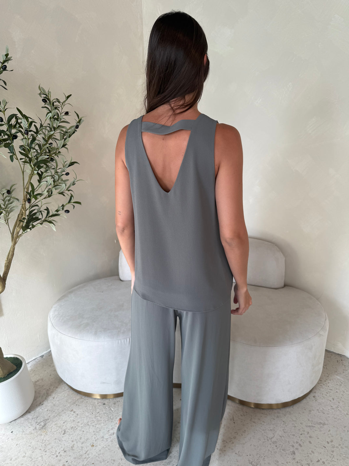 Grey Textured Top & Pant Set