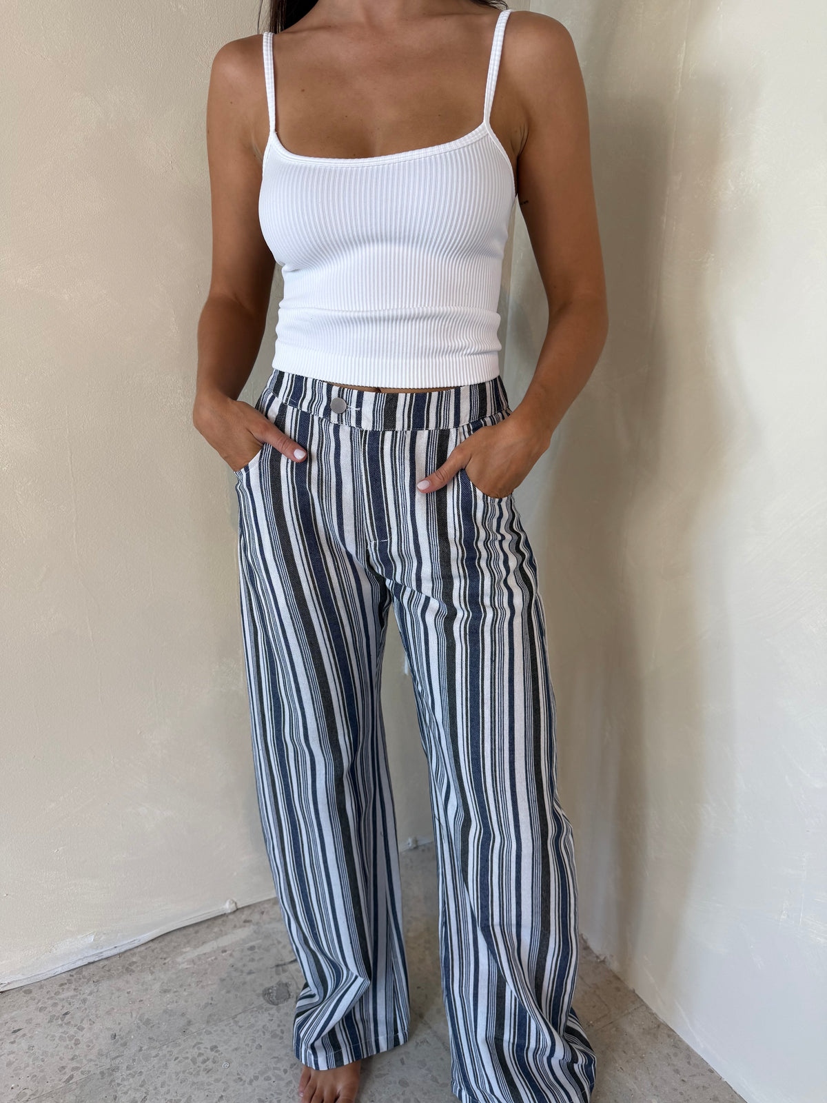 Striped Denim Pants