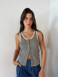 Stripe Button Top