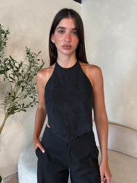 Black Eyelet  Halter Top