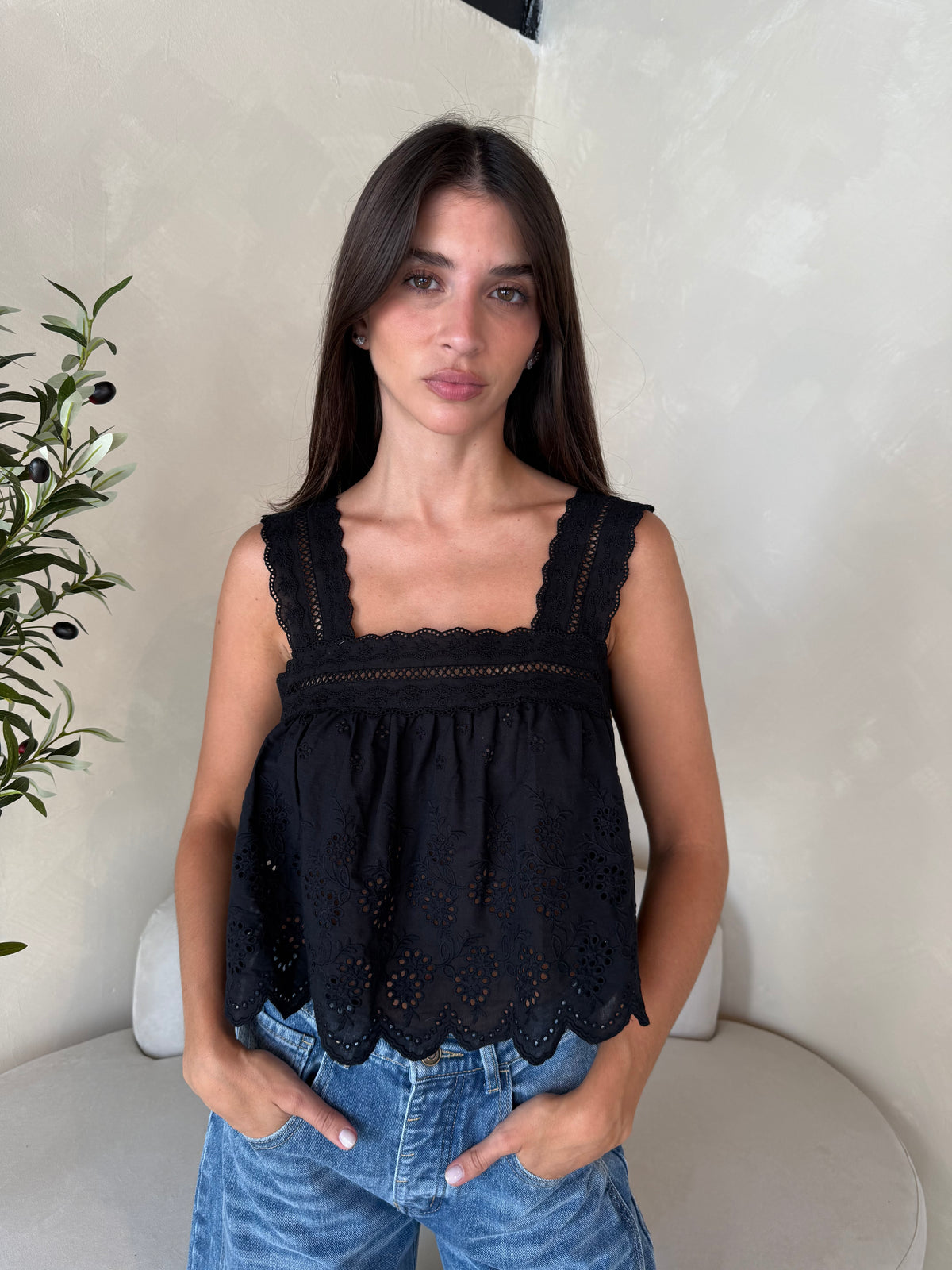 Black Lace Crop Top