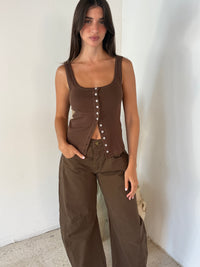 Button Down Square Neck Tank