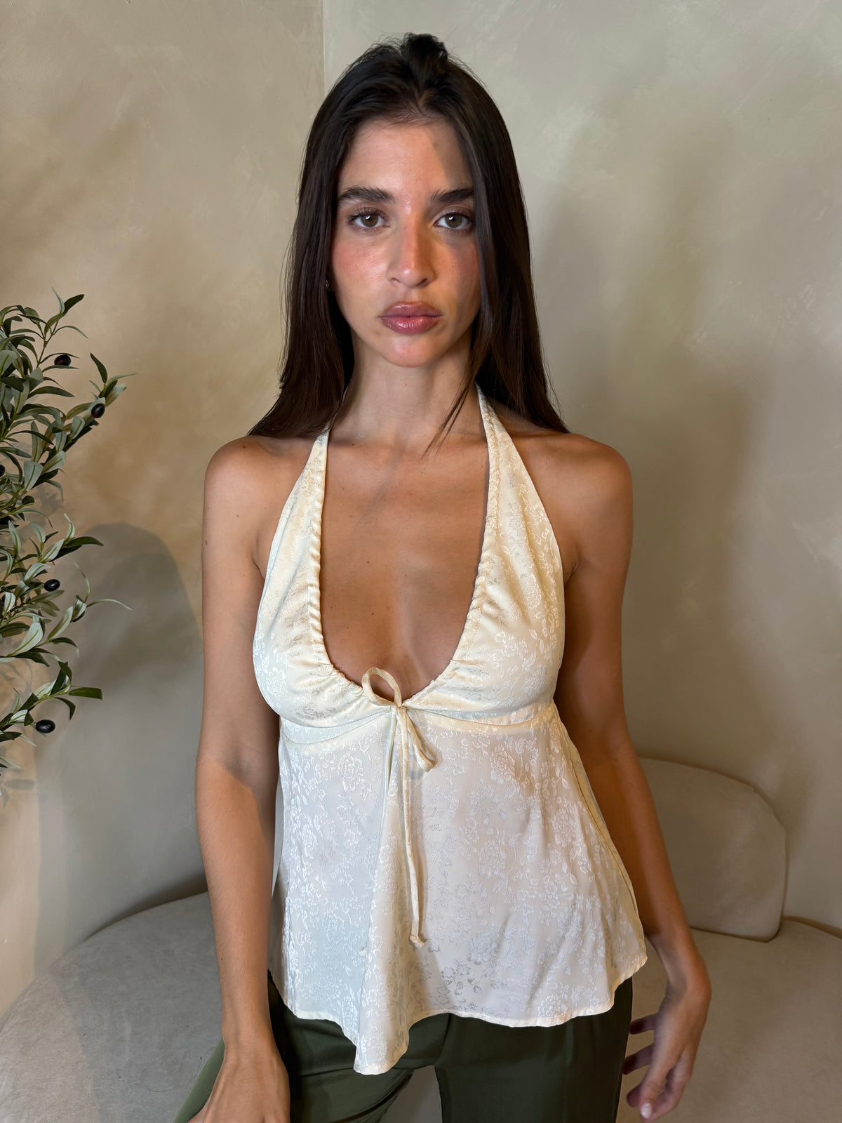 Halter Satin Print Top