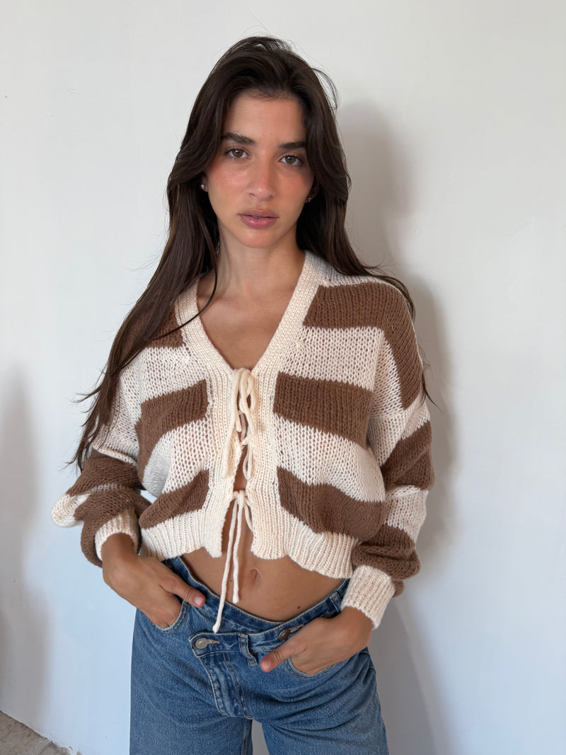 Striped Tie Cardigan