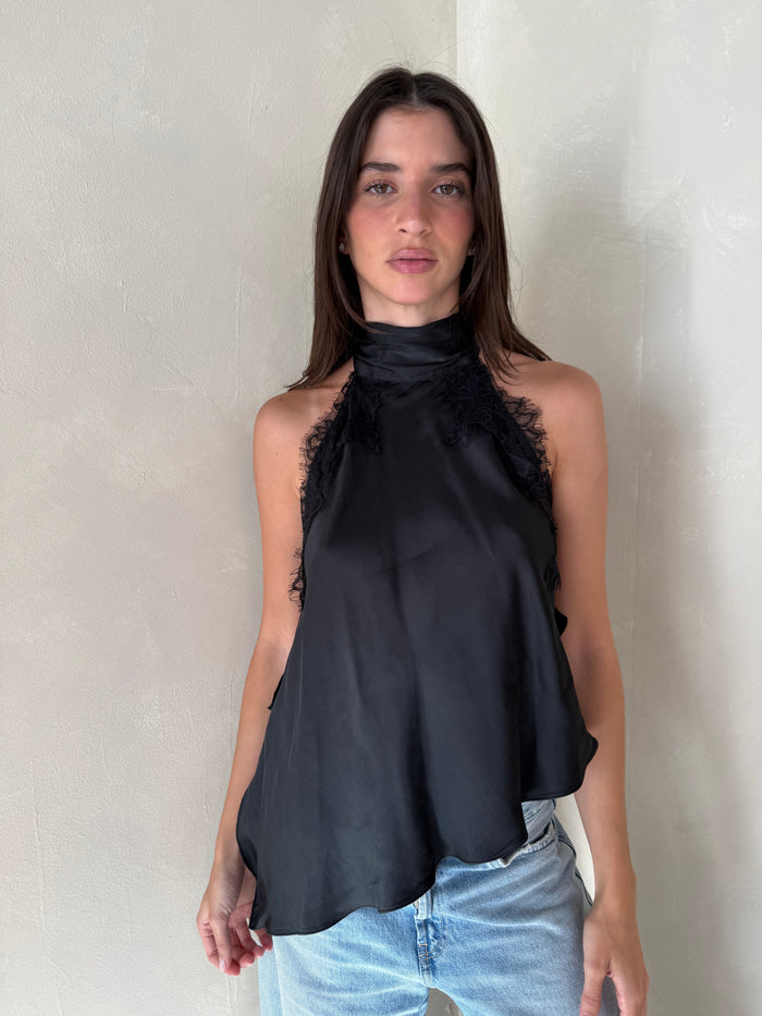 Satin Lace Halter Top