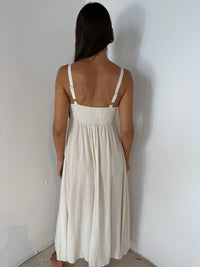 Linen Blended Smocked Dress