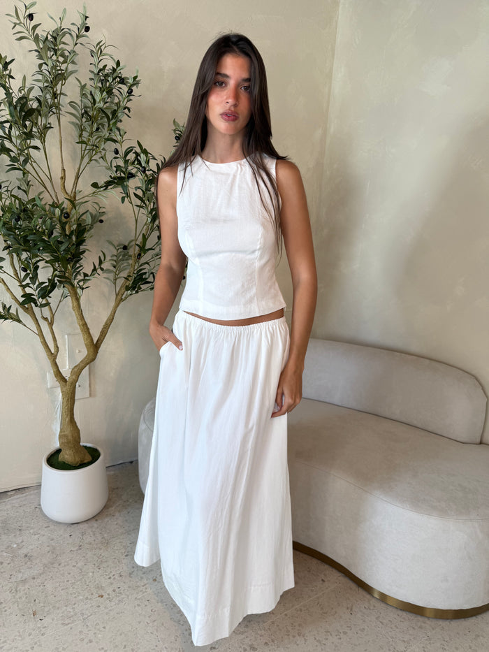 White Solid Top & Skirt Set