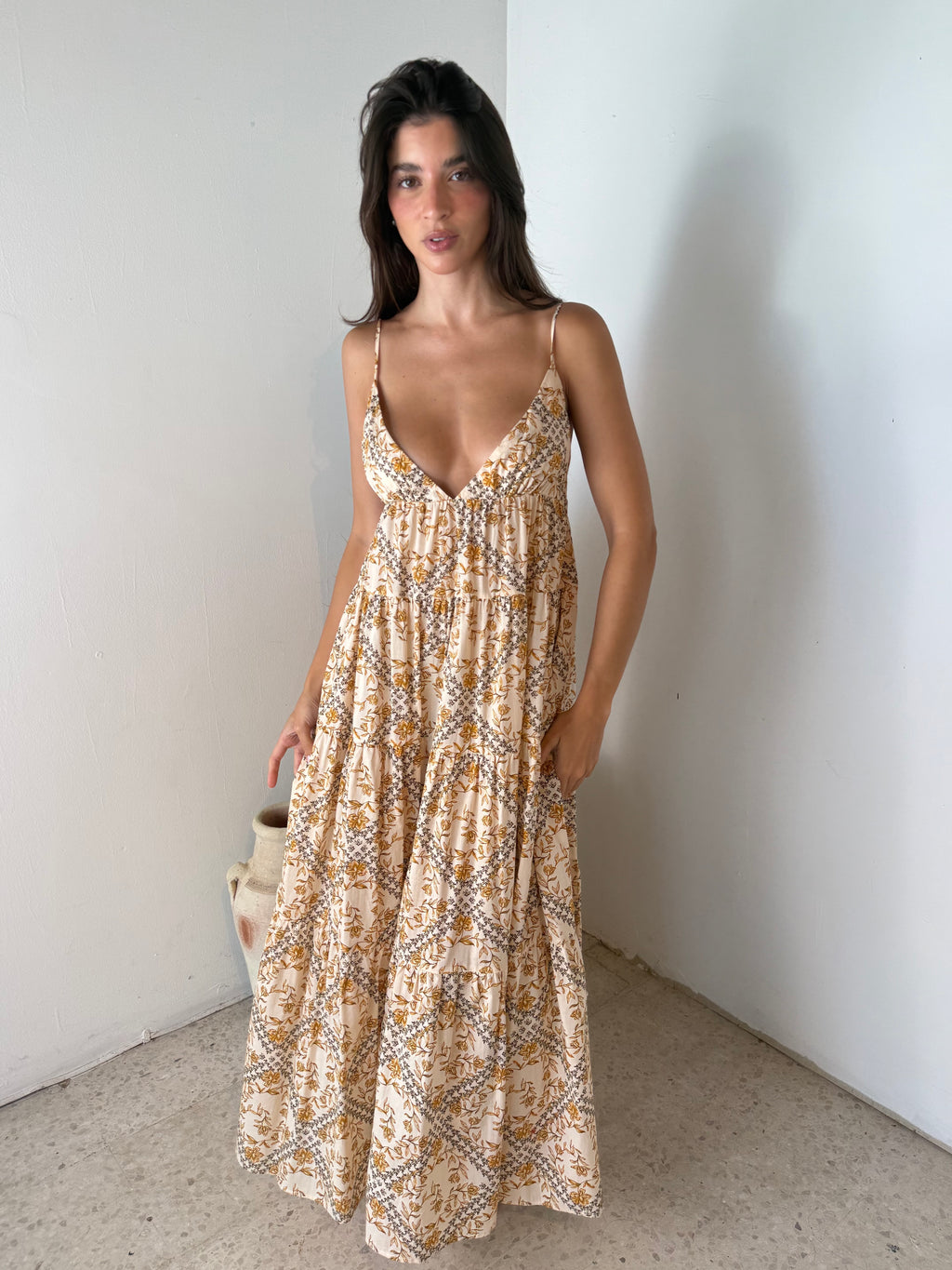 Yellow Floral Maxi Dress