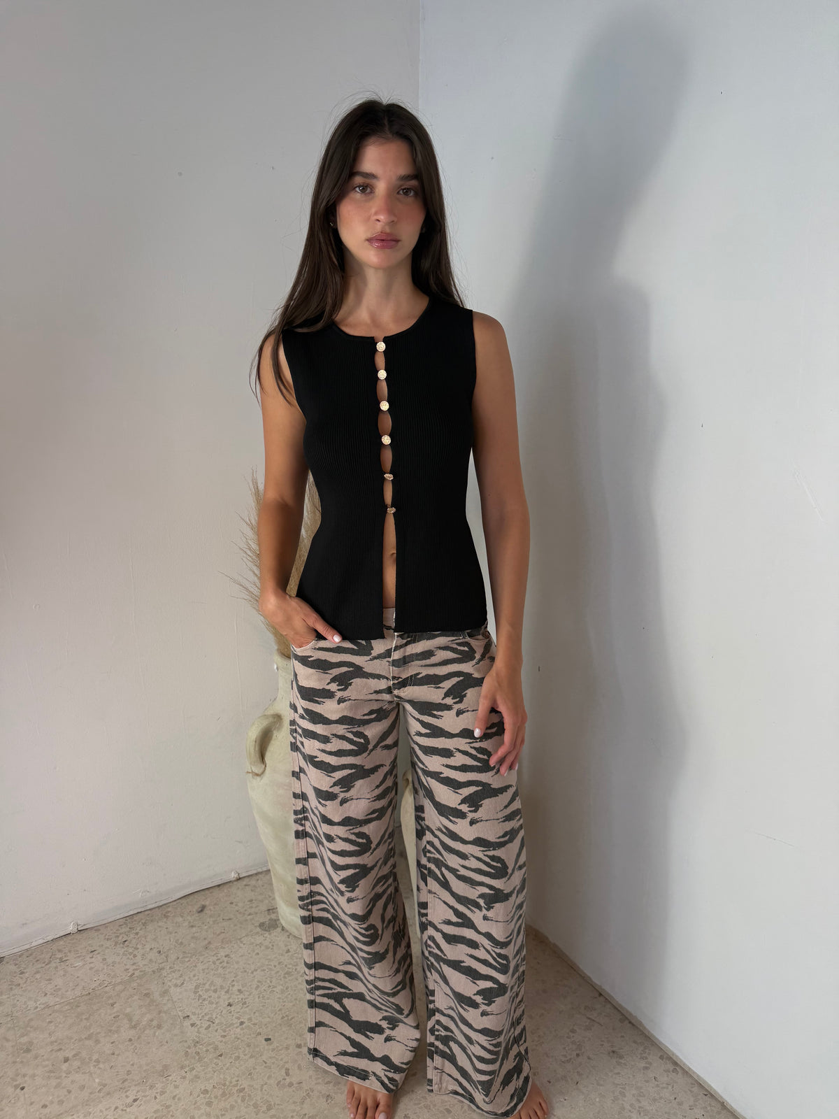Animal Print Wide Leg Pants