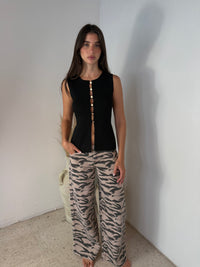 Animal Print Wide Leg Pants