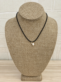 String Pearl Charm Necklace