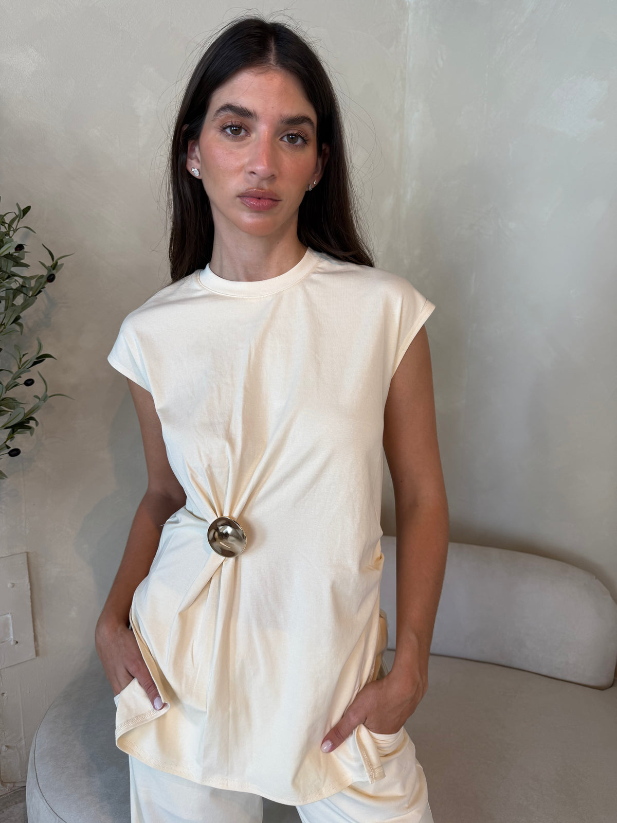 Gold Detail Top & Pant Set