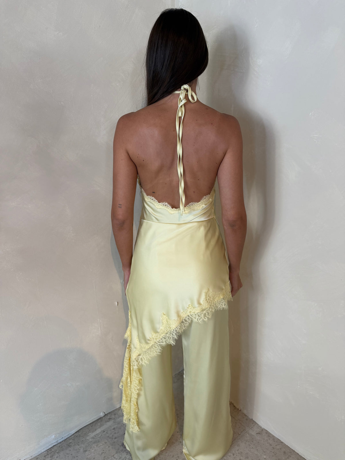 Satin Lace Halter Jumpsuit