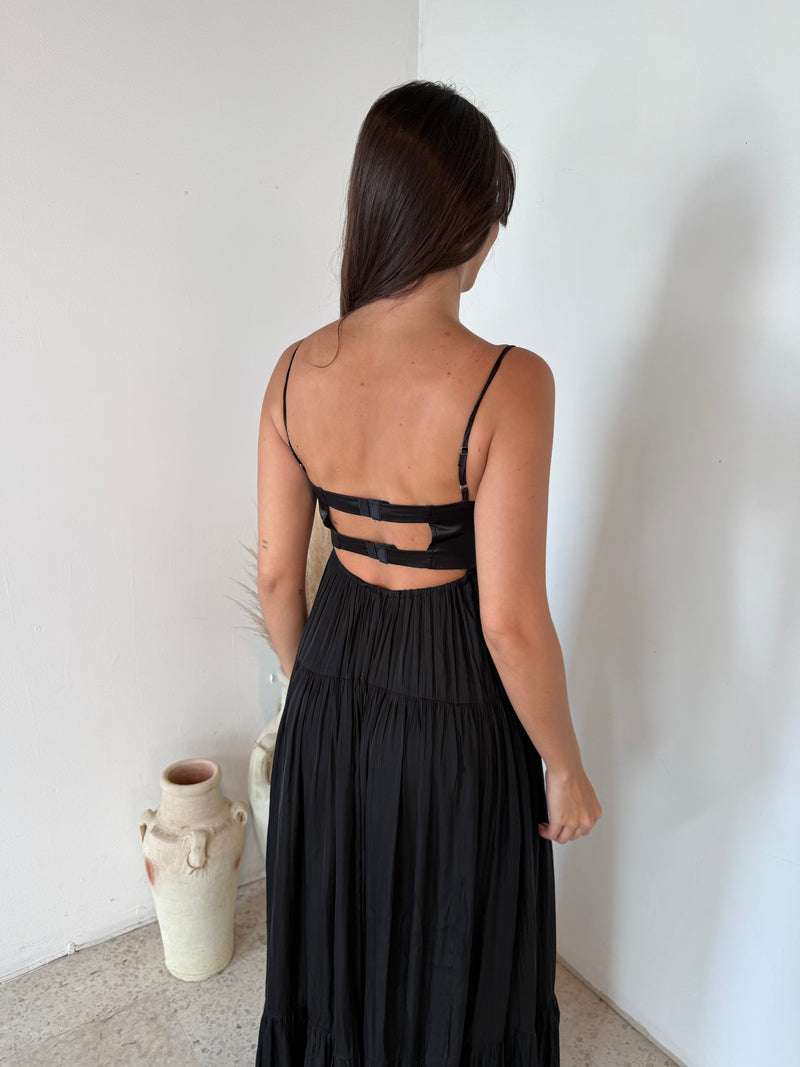 Black Bustier Maxi Dress