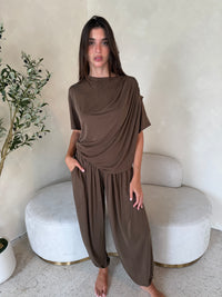 Draped Soft Top & Parachute Pants Set
