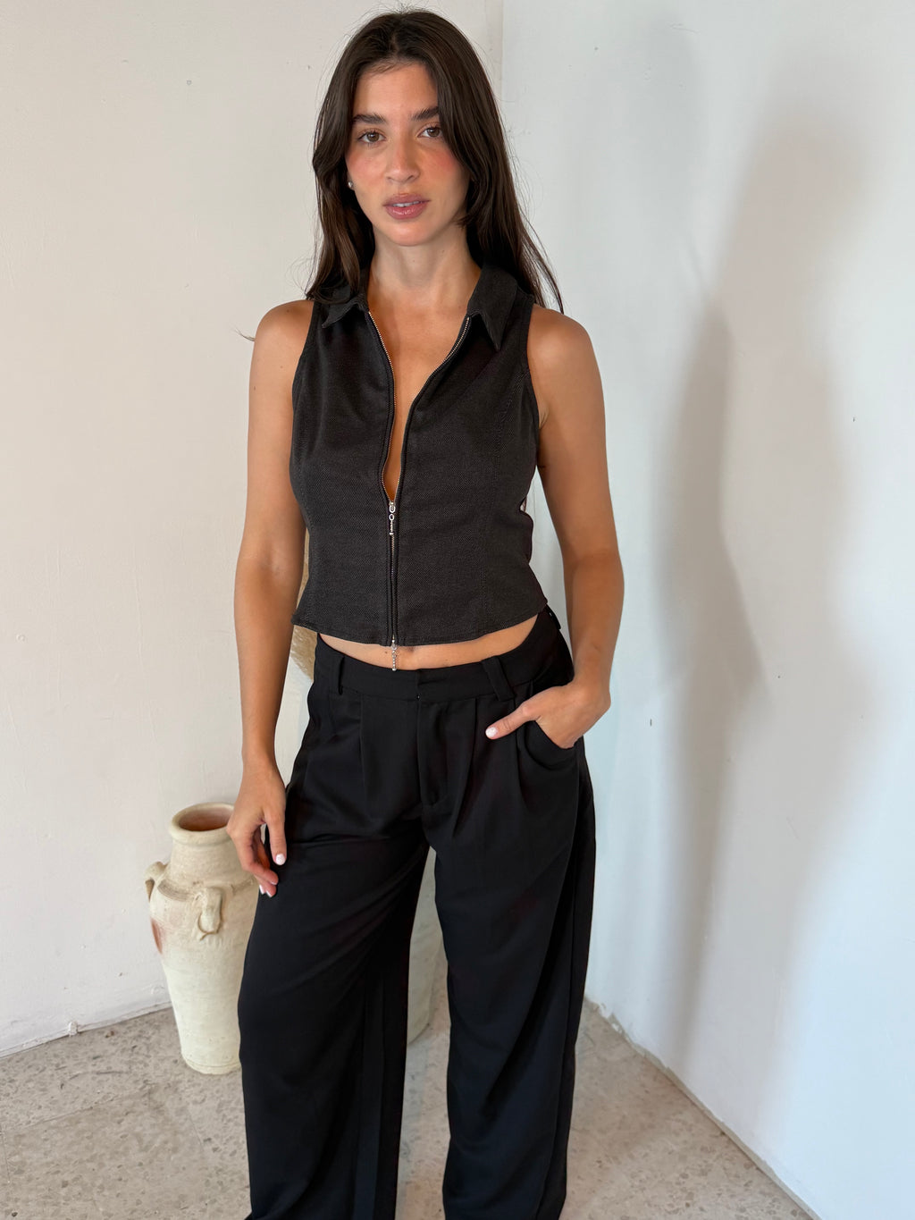 Low Rise Wide Leg Trouser