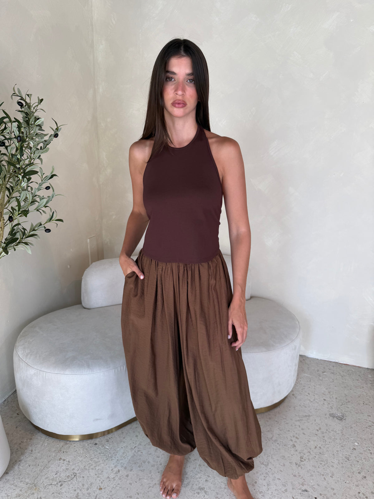 Walnut Elastic Pants