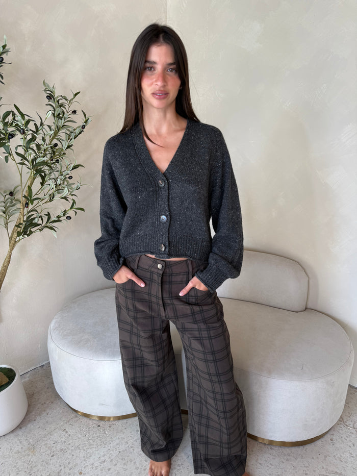 Plaid Olive Barrel Pants