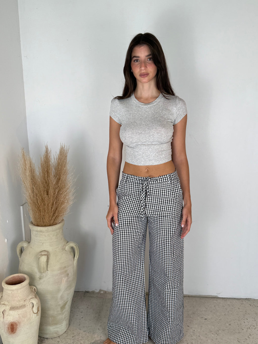 Gingham Wide Leg Pants