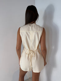 Cream Button Down Romper