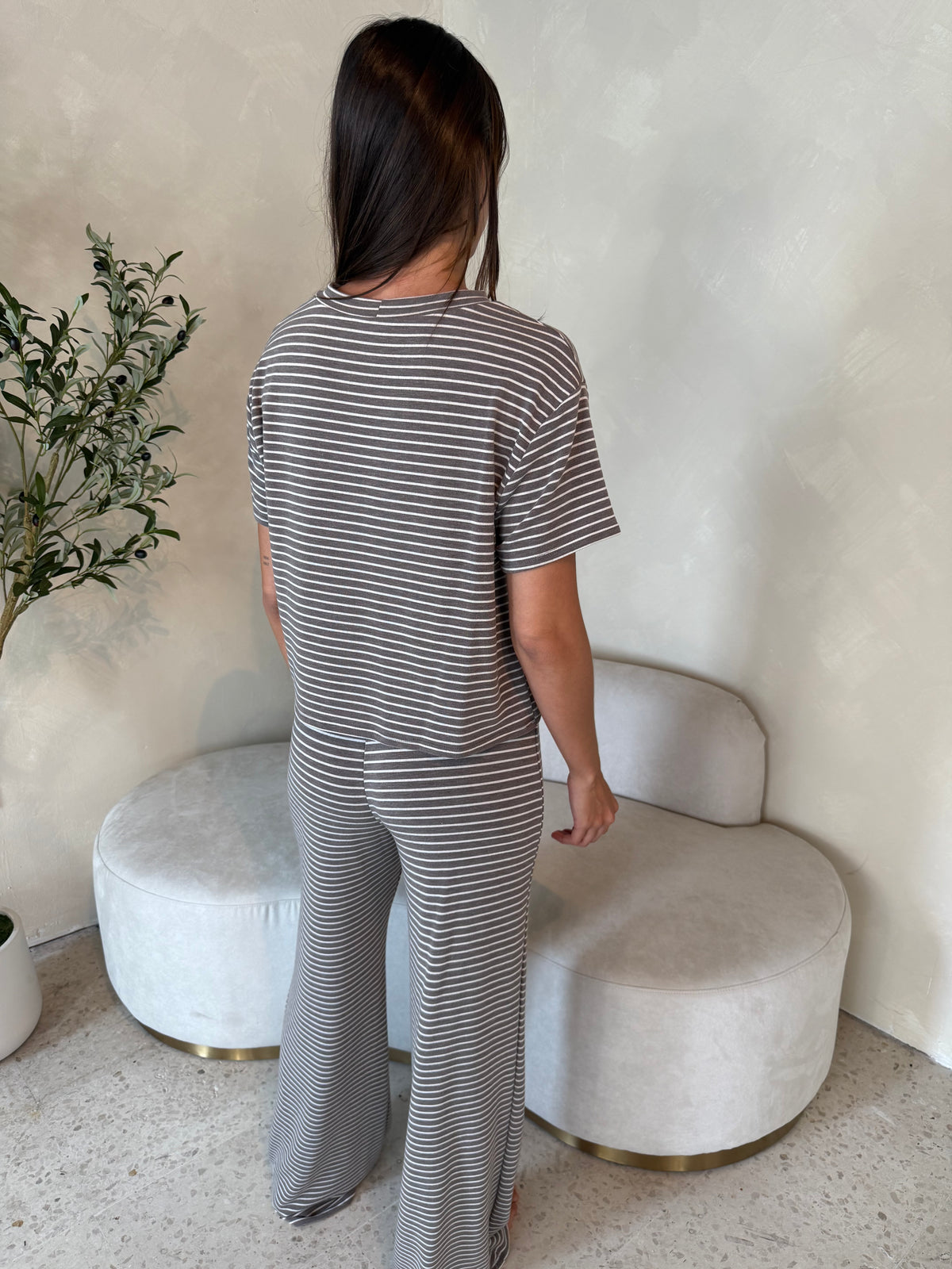Grey Stripe Lounge Set