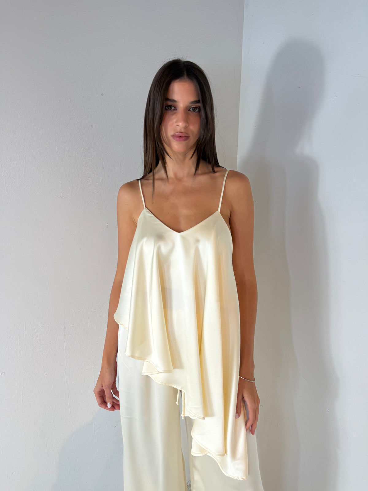 Satin Ruffle Top & Pant Set