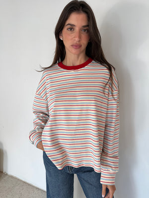 Red Blue Stripe LS Top