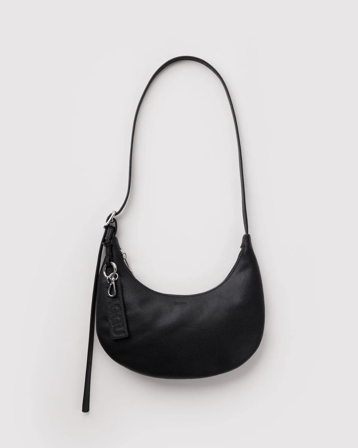 Small Recycled Leather Flat Crescent Baggu