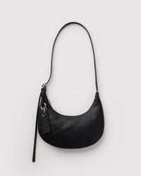 Small Recycled Leather Flat Crescent Baggu