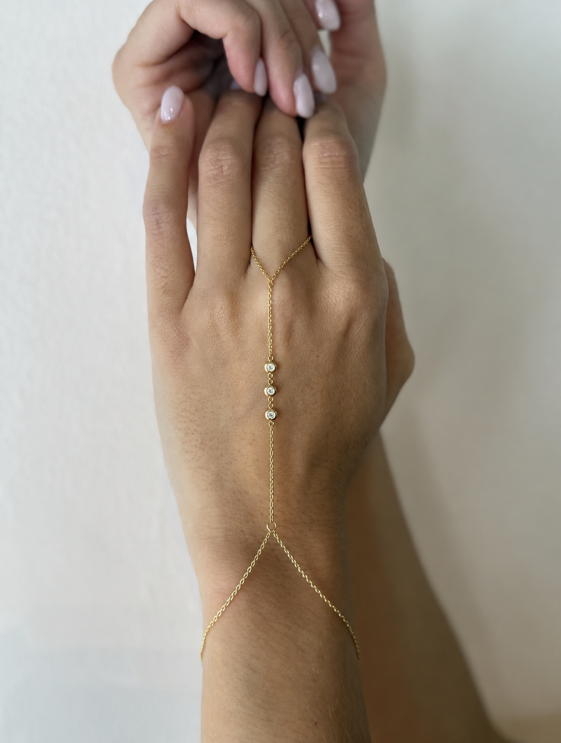 Three Crystals Hand Chain Bracelet