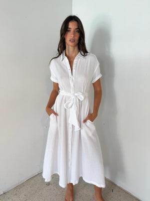 Gauze SS Button Dress
