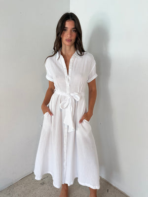 Gauze SS Button Dress