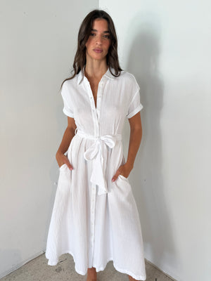 Gauze SS Button Dress