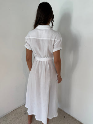 Gauze SS Button Dress