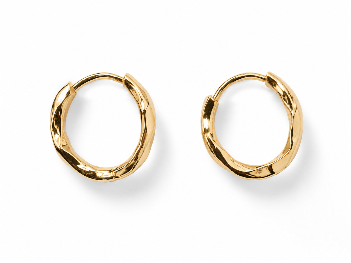 Gold Twisted Huggie Earrings