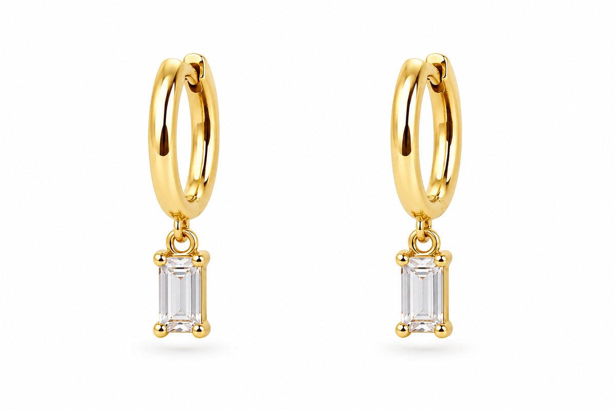 Diamond Drop Huggie Earrings