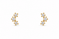 Three- Diamond Stud Earrings