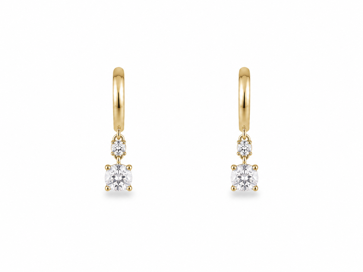 Diamond Drop Huggie Earrings
