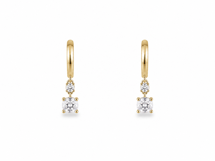 Diamond Drop Huggie Earrings