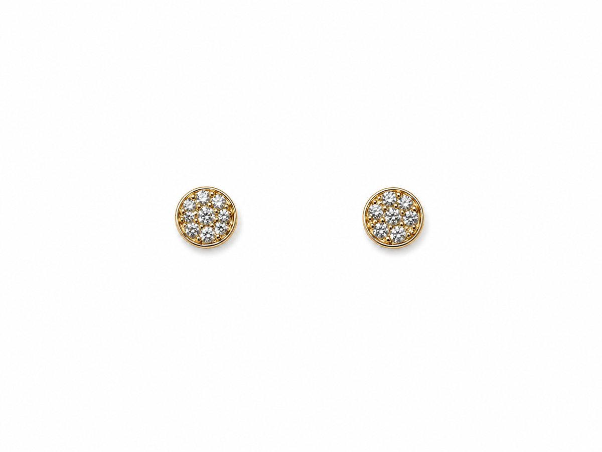 Circle Diamond Stud Earrings